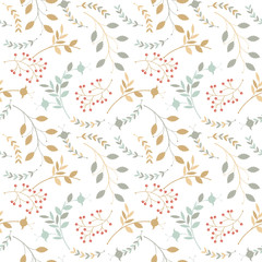 Colorful seamless pattern with different silhouettes of branches