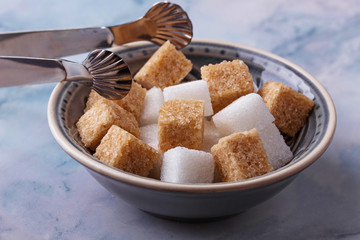 White and brown sugar