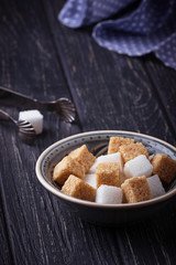 White and brown sugar