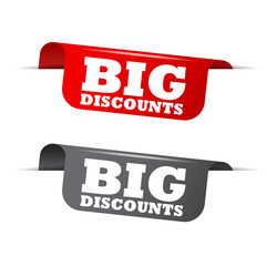 big discounts, red banner big discounts, vector element big discounts