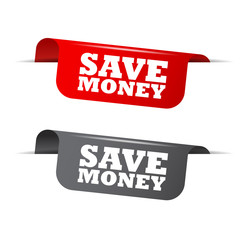 save money, red banner save money, vector element save money