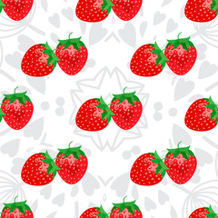 Natural organic berries seamless pattern with Strawberry vector illustration