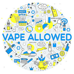 Flat Style, Thin Line Art Design. Set of corporate design, template vector e-cigarette . advertising and sales. for design. E-cig, vape, Concept