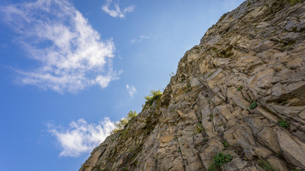 Beautiful brown cliff closeup. Mount St Helens National Park, East Part, South Cascades in Washington State, USA