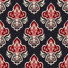 Abstract seamless damask ornamental pattern 