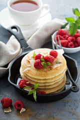 Stack of fluffy buttermilk pancakes