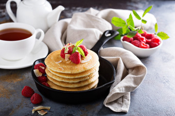 Stack of fluffy buttermilk pancakes
