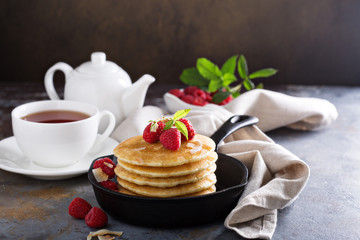 Stack of fluffy buttermilk pancakes