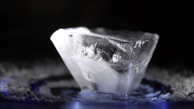 floating ice cube plate dark background
