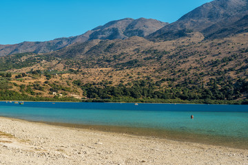 Fototapeta na wymiar Crete, Greece: Kournas Lake, the only freshwater lake in Crete