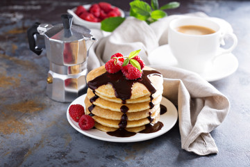 Stack of fluffy buttermilk pancakes