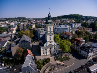 Fototapeta na wymiar Salvatorkirche Gera church salvator aerial view