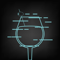 flat design cocktail drink glass over black background image vector illustration 