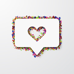 Vector modern heart with confetti on white