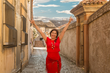 elderly woman in narrow alleys