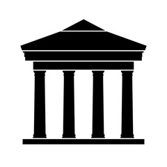 Bank symbol icon on white.
