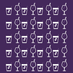 flat design cocktail drink glasses pattern background  image vector illustration 