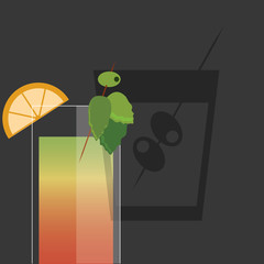 flat design cocktail drink glass  image vector illustration 