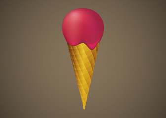 Ice Cream In waffle Illustration