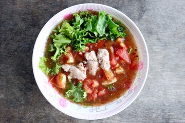 Fried noodle in minced pork sauce