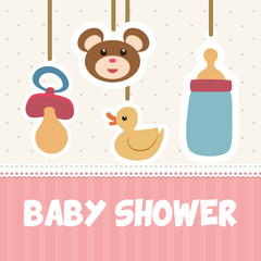 Baby mobiles cartoon icon. Baby shower invitation card. Colorful design. Vector illustration