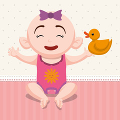 Baby girl cartoon icon. Baby shower invitation card. Colorful design. Vector illustration