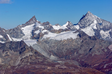 Panorama to Swiss Alps from matterhorn glacier paradise to Alps, Switzerland
