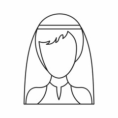 Beautiful bride icon in outline style isolated on white background vector illustration