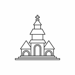 Church icon in outline style isolated on white background vector illustration