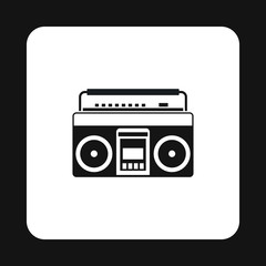 Boombox or radio cassette tape player icon in simple style on a white background vector illustration
