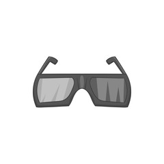 Glasses for 3d movie icon in black monochrome style isolated on white background. Film symbol vector illustration