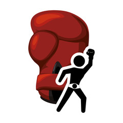 Boxer and glove icon. boxing sport competition and training theme. Isolated design. Vector illustration
