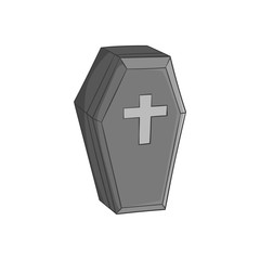 Obraz premium Coffin icon in black monochrome style isolated on white background. Death symbol vector illustration