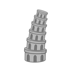 Leaning tower of Pisa icon in black monochrome style isolated on white background. Landmark symbol vector illustration