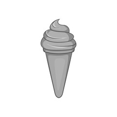 Ice cream icon in black monochrome style isolated on white background. Food symbol vector illustration