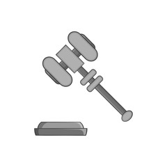 Judges gavel icon in black monochrome style isolated on white background. Blow symbol vector illustration