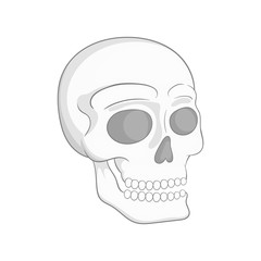 Human skull icon in black monochrome style isolated on white background. Death symbol vector illustration
