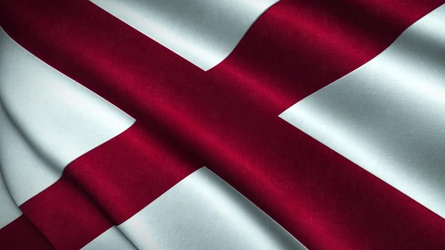 Alabama State Flag Flying in the Wind Looping 3D Animation
