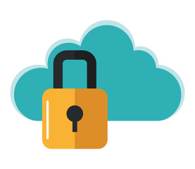 flat design safety lock and cloud   icon vector illustration 