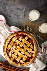 Homemade cherry pie with lattice