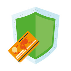 flat design shield and  credit card  icon vector illustration 
