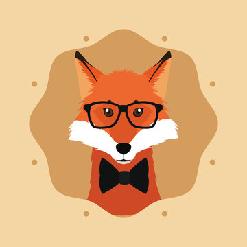 flat design hipster style fox image vector illustration