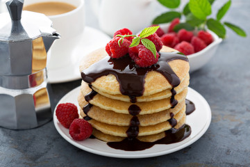 Stack of fluffy buttermilk pancakes
