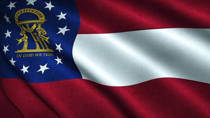 Fototapeta premium Georgia State Flag Flying in the Wind 3D Illustration