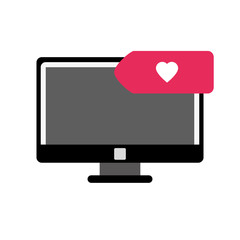 flat design computer and heart notification icon vector illustration 