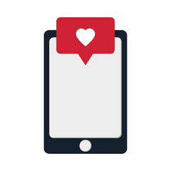 flat design modern cellphone and heart notification icon vector illustration 