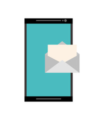 flat design modern cellphone and envelope  icon vector illustration 