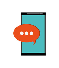 flat design modern cellphone and conversation bubble icon vector illustration 