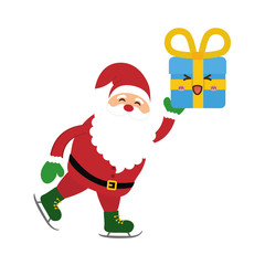 Santa cartoon and gift icon. Merry Christmas season decoration figure theme. Isolated design. Vector illustration