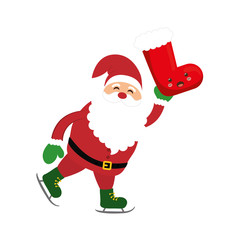 Santa cartoon and boot icon. Merry Christmas season decoration figure theme. Isolated design. Vector illustration